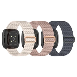 Stretchy Nylon Solo Loop Bands - Adjustable, Breathable, Comfortable Sport Watch Strap (3 - Pack) - Fitbit Versa 3 4 (Color combination 3)