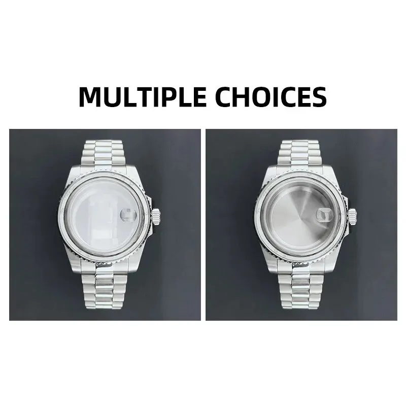 NEITON Sapphire Glass Watch Case with Presidential Strap - 40mm, 10 ATM Waterproof