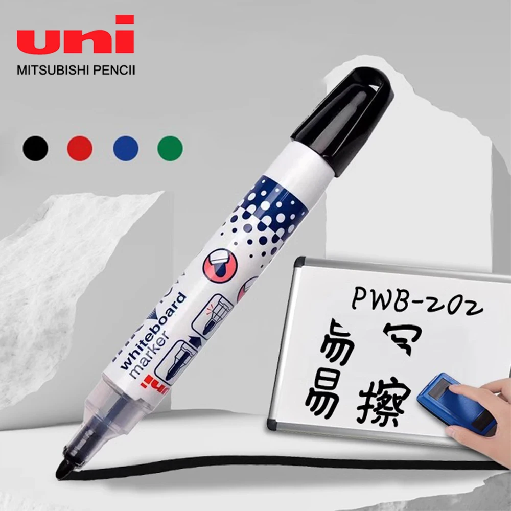 1pcs Japan Uni Whiteboard Marker Visual Ink PWB-202 Teacher Dry Erase Markers Without Leaving Any Traces Office Supplies