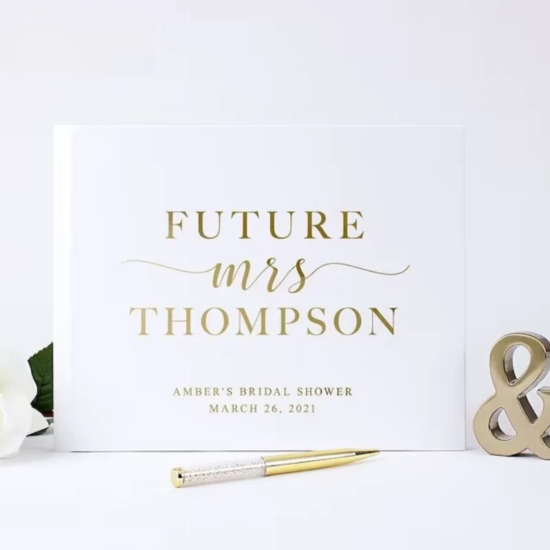 Personalizzato Addio Al Nubilato Libro Degli Ospiti Regalo Per La Sposa Future Mrs Wedding Party Shower Photo Booth Album, Colori In Oro Bianco Dispon
