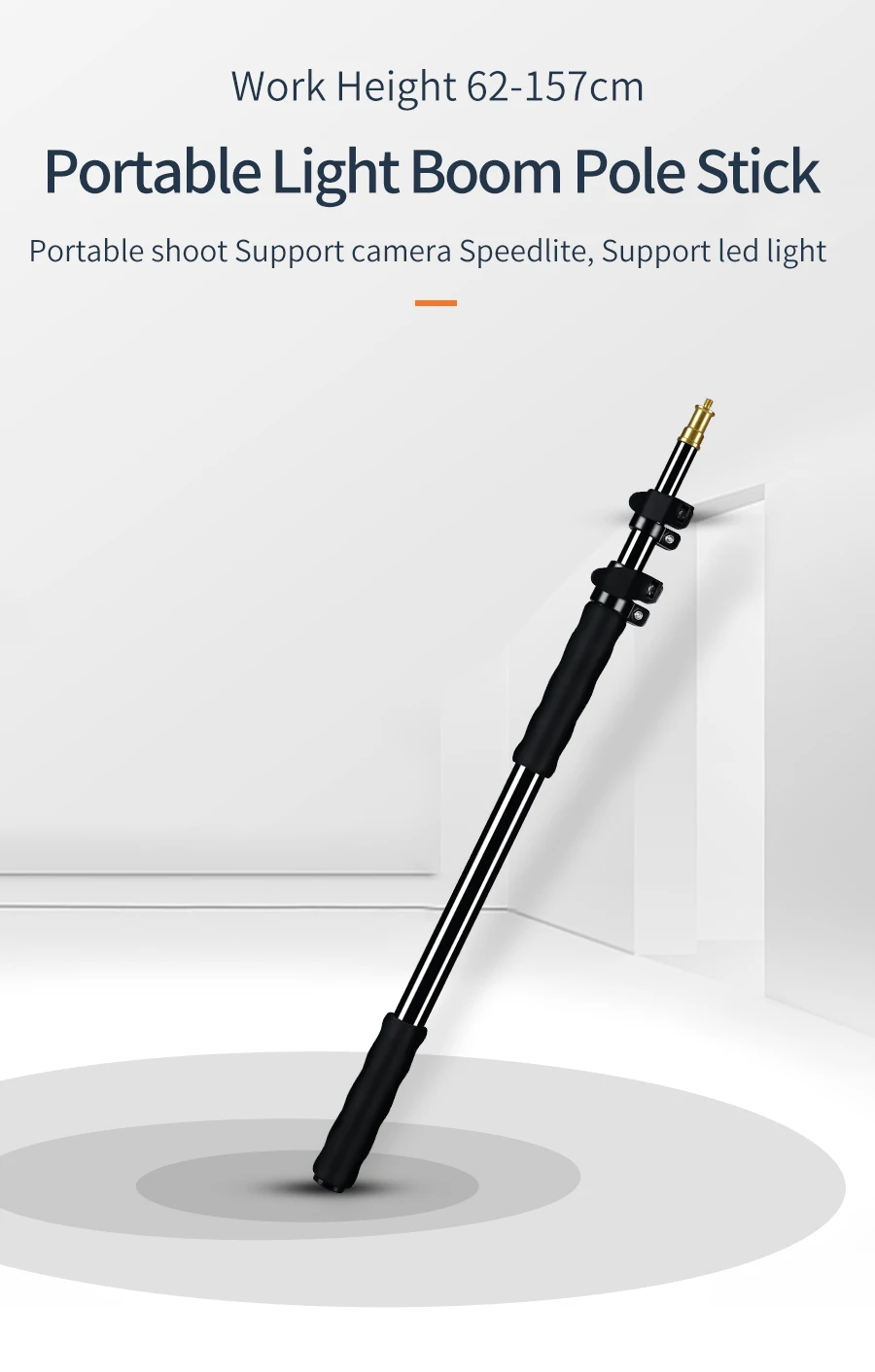 25.5"-62" / 62-157cm Extension Support Rod photography Flash Speedlite Stick Rod