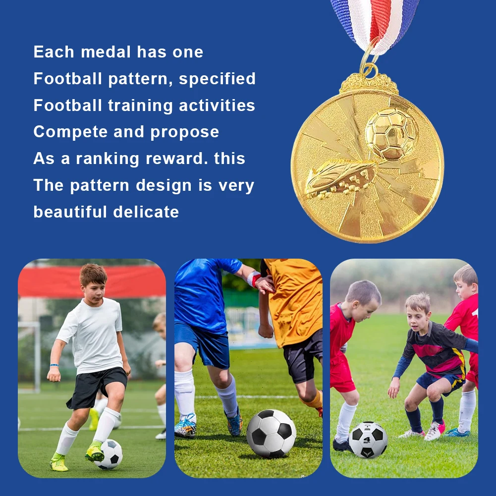 Soccer Medals Gold Silver Bronze Award Medals 2 Inch Metal Winner with Neck Ribbon Sports for Party Favors