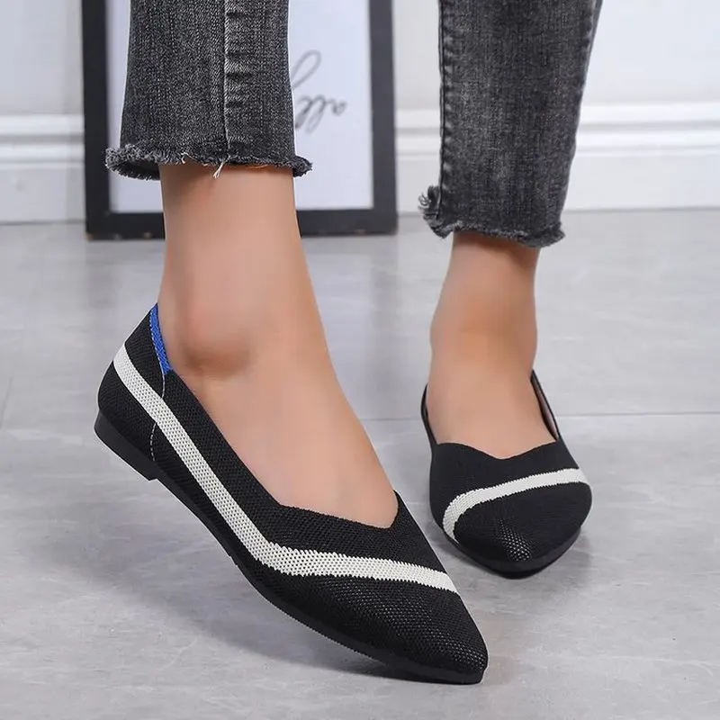 

Women Shoes 2022 Spring and Autumn Flat Shoes Fashion Leisure Women's Flat Shoes Pointed Knitting Elastic Comfortable Shoes