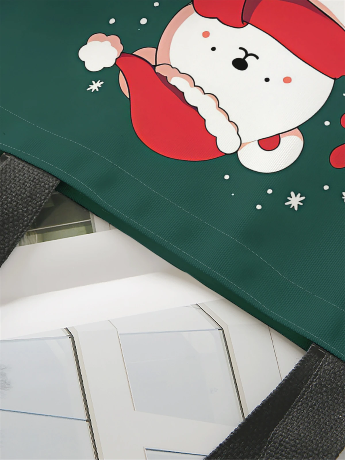 1pc,Christmas teddy bear handbag, reusable fashionable handbag, multifunctional handbag, printed canvas shopping bag