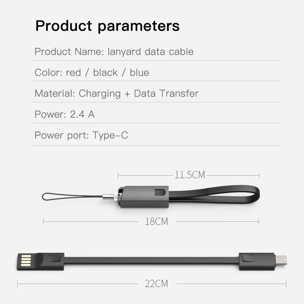 키체인 마이크로 USB Type-C 케이블 삼성 S10 A51 A71 용 고속 충전 케이블 참고 10 충전기 키체인 코드 짧은 케이블 충전기