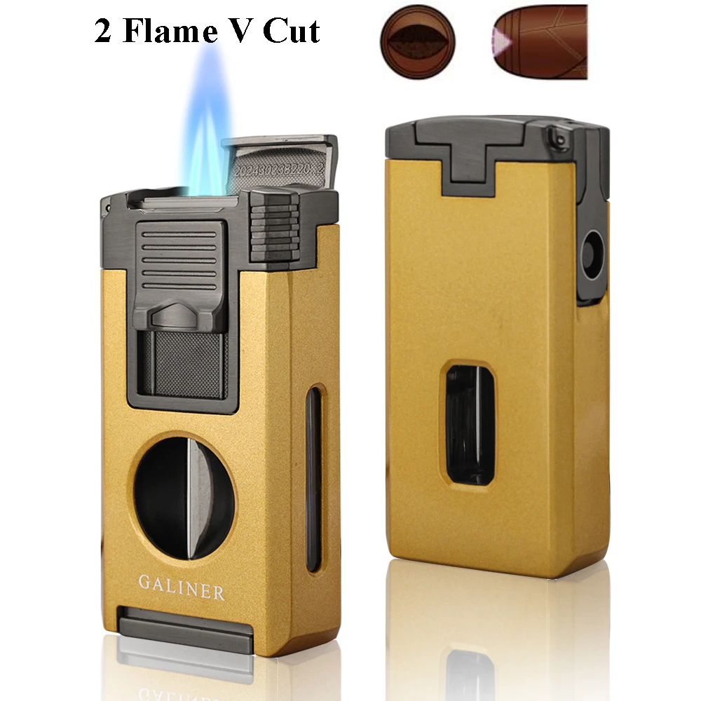 GALINER-encendedor De Cigarros Portátil A Prueba De Viento, Encendedor De Gas Butano, 3 Chorros De Potencia De Fuego, Dispositivo Para Fumar, Antorcha Recargable, Caja De Regalo - AliExprs
