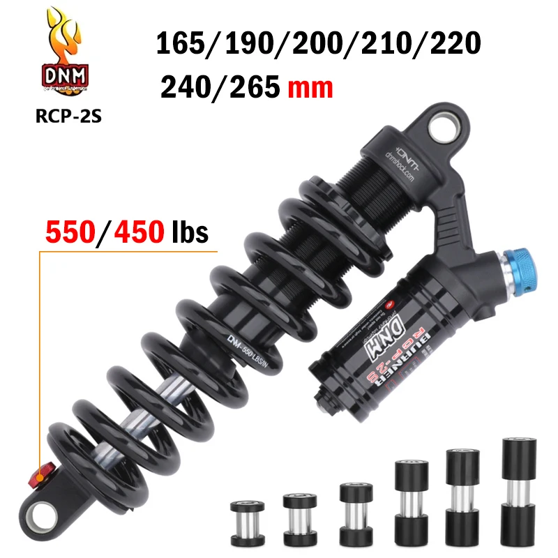 

DNM RCP2S 165mm/190mm/200/210/220/240mm Mountain Bike Rear Shock Absorber 550LBS Spring Soft Tail For AM/FR/DH/MTB Bicycle Shock