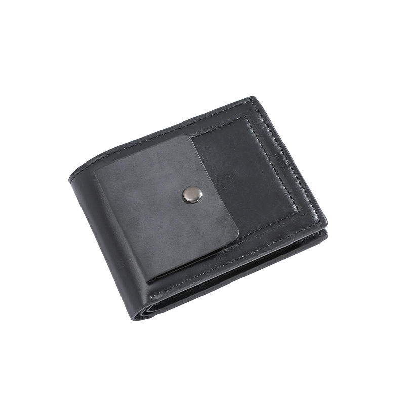 Hot Sale Men's Buckle Coin Purse Retro Horizontal Large Capacity Multiple Card Slots Bi-Fold Wallet