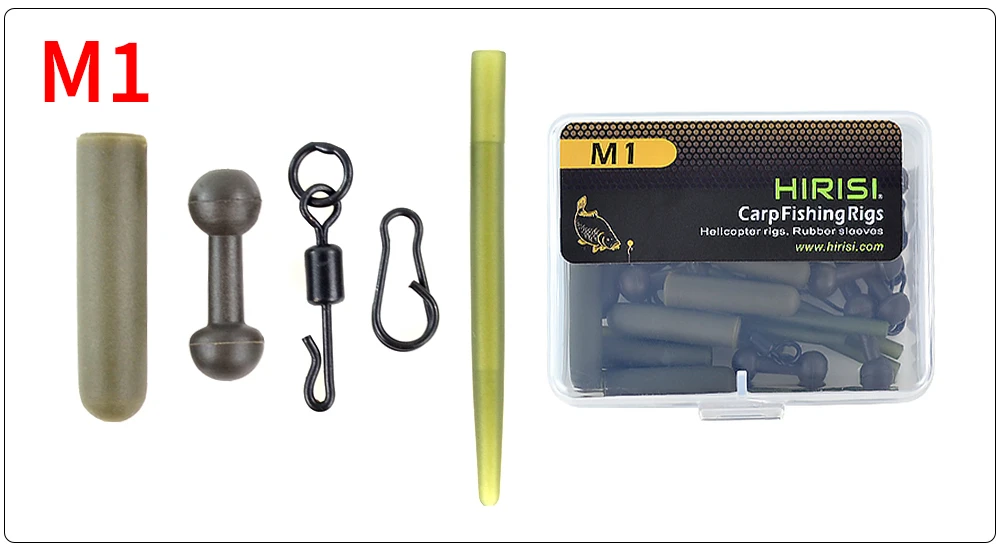 Description Picture 2 of item10 Sets Carp Fishing Rig Kit Fishing Swivel Snaps Fishing Helicopter Rig Hook Sleeve Fishing Accessories