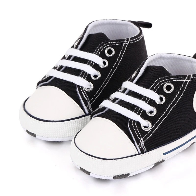 Brand Infant Boy Crib Shoes for Girl Toddler Lace Up Trainer Canvas Sneaker Newborn Footwear 1 Year Birthday Baby Item Doll Gift
