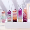 Natural Coloful Watermelon Fluorite Hexagonal Column Magic Point Crystal Tower Ornament for Home Decor Pyramid 4