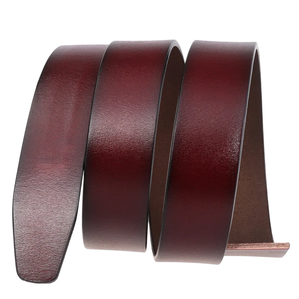 Men's Automatic Buckle Belts No Buckle Black Tan Brown Genuine Leather Belt For Men Luxury 3.5cm Width Holeless Male Strap