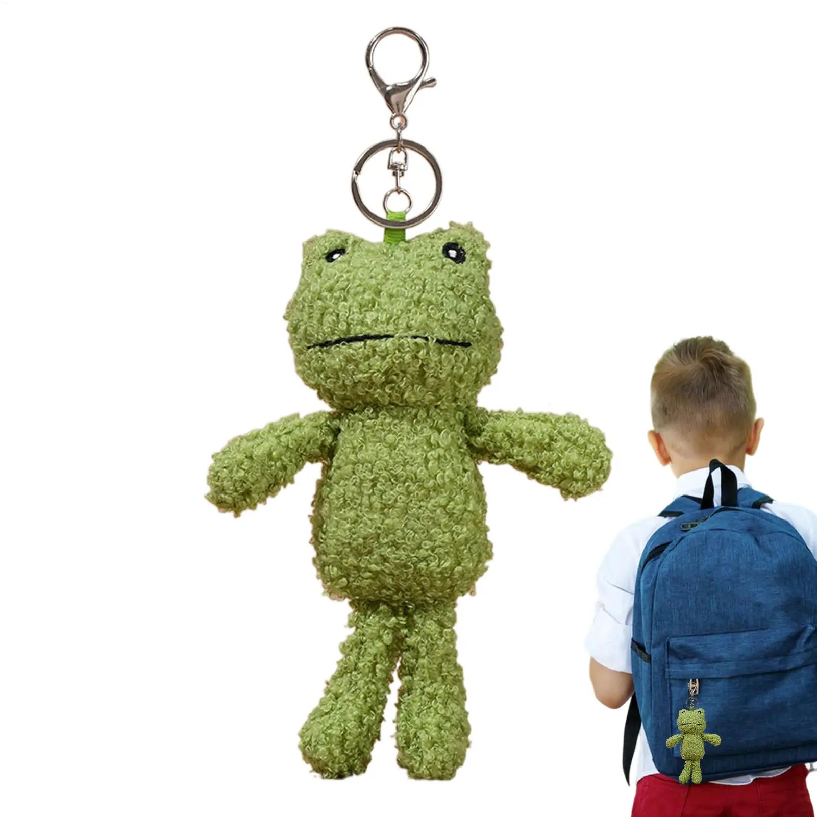 1PC Frog Key Charm Lovely Bag Pendant Plush Frog Keychain For New Year Students Kids Bag Fillers Christmas Valentine's Day