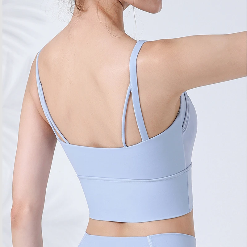 MaxRunPro Women's Spandex Fixed Shoulder Straps Detachable Chest Pads Gathered Bra Sports Pilates Yoga Tank Top Plus Size S-XXL
