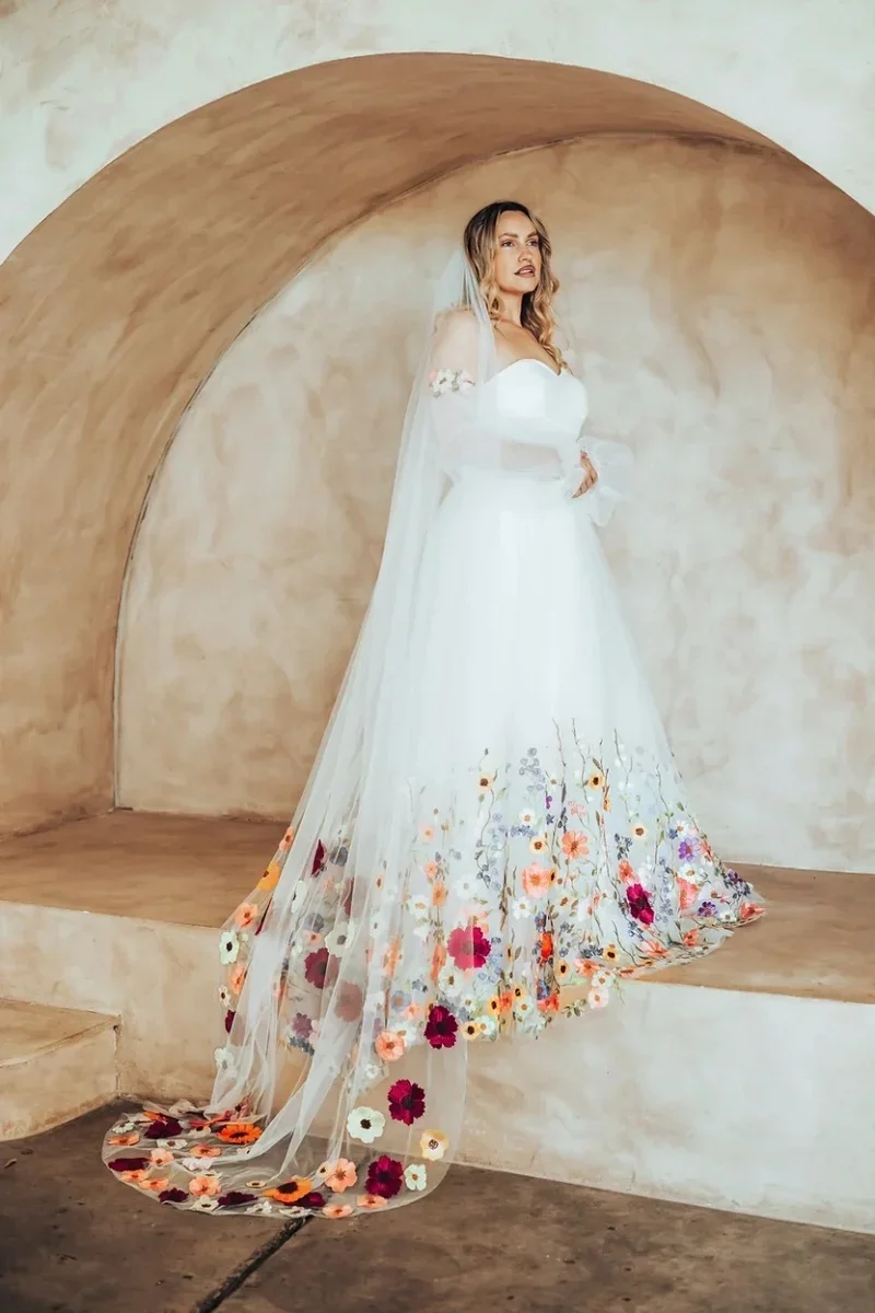 Floral Princess Wedding Dress Embroidered Tulle Bridal Party Gowns Elegant Off-Shoulder Lady Plus Size Wedding Dress Custom Made 3