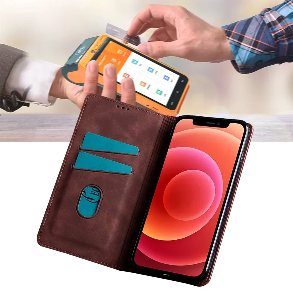 Durable PU Leather Silicone Flip Cover Phone Case with Card Slot