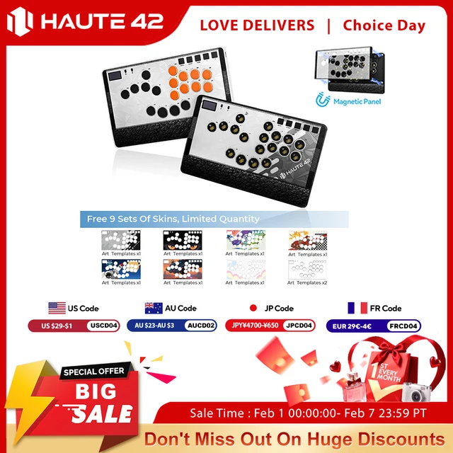 Haute42 Magnetic C-AT Leverless Fightstick Hitbox Controller For PC/PS4/PS5 Stickless Arcade Stick Leverless Controller Hitbox