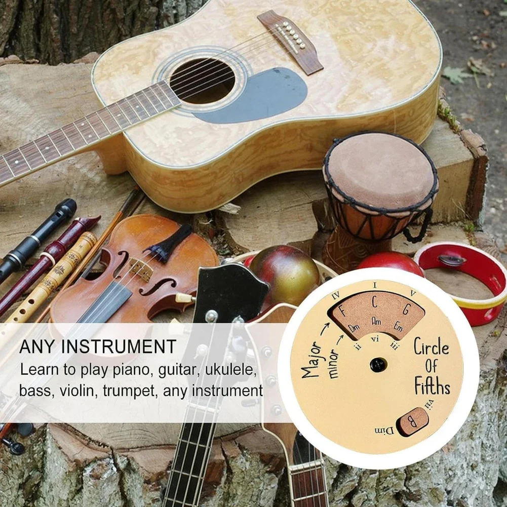 Musical Instruments Accessories Wooden Melody Tool Circle Wooden Wheel Educational For Sheet Music Chords Keys