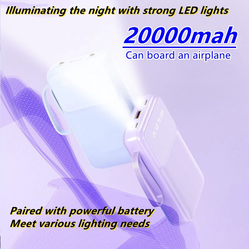 

Comes with A 3-wire High-capacity Power Bank, A 20000mAh Mobile Fast Charging Power Supply, Suitable for USB Fans