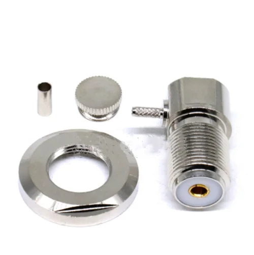

1pc Connector PL259 SO239 UHF Female Bulkhead Panel Nut Right Angle 90 Degree Crimp For RG316 RG174 RG179 LMR100 Cable