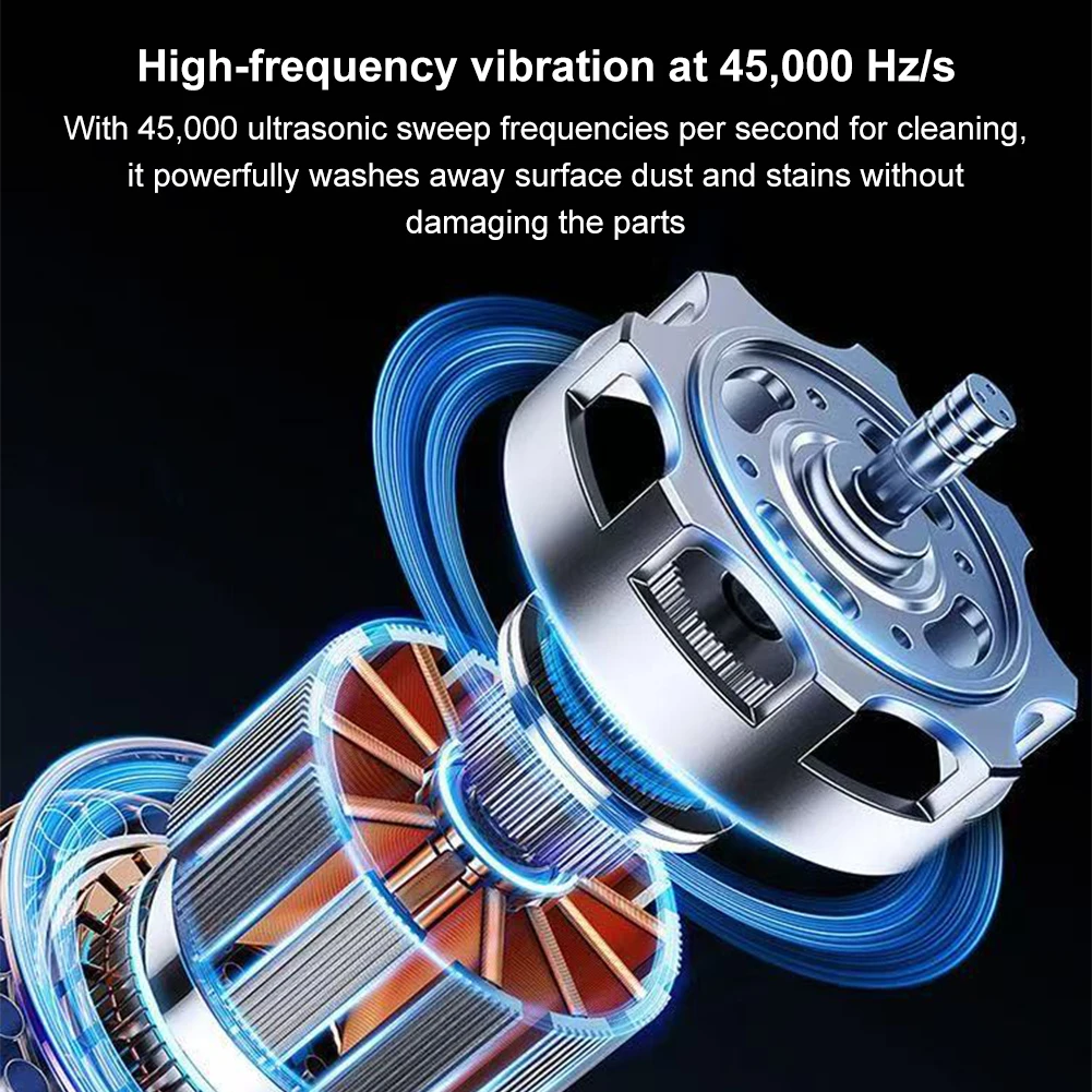 360°Deep Cleaning Ultrasonic Cleaner High Frequency Automatic Timing Cleaning Machine for Jewelry Glasses Necklaces Rechargeable