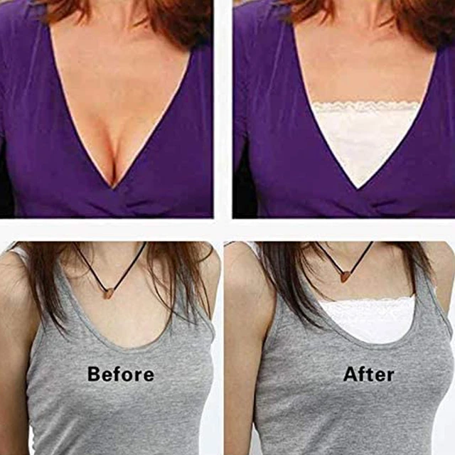 3Pcs Lady Lace Clip-on Mock Camisole Bra Insert Overlay Modesty