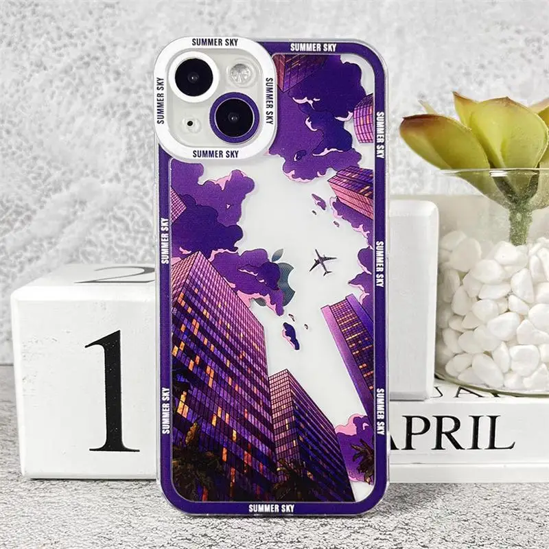 Cute Anime Scenery Clear Phone Case Cover
