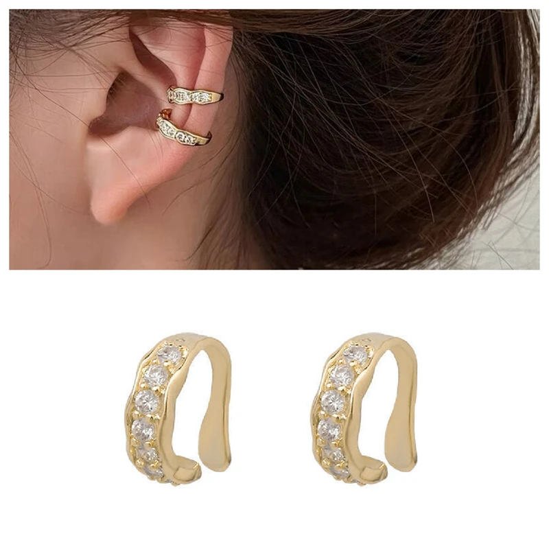 Retro Golden Punk Earrings Without Piercing Metal Ball Chunky Ear clip for Women ear clip earrings,clip earrings,ear clip,ear accessories