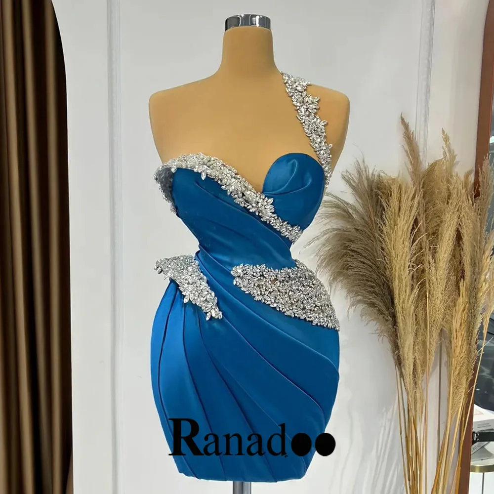 Simple Homecoming Dresses for Teens Pleating Rhinestones One Shoulder Sweetheart Vestido de Formatura Customized