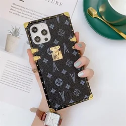 Luxury Geometric Leather Phone Case - Fashion Square Design - iPhone 6 P 6 sPlus (C)