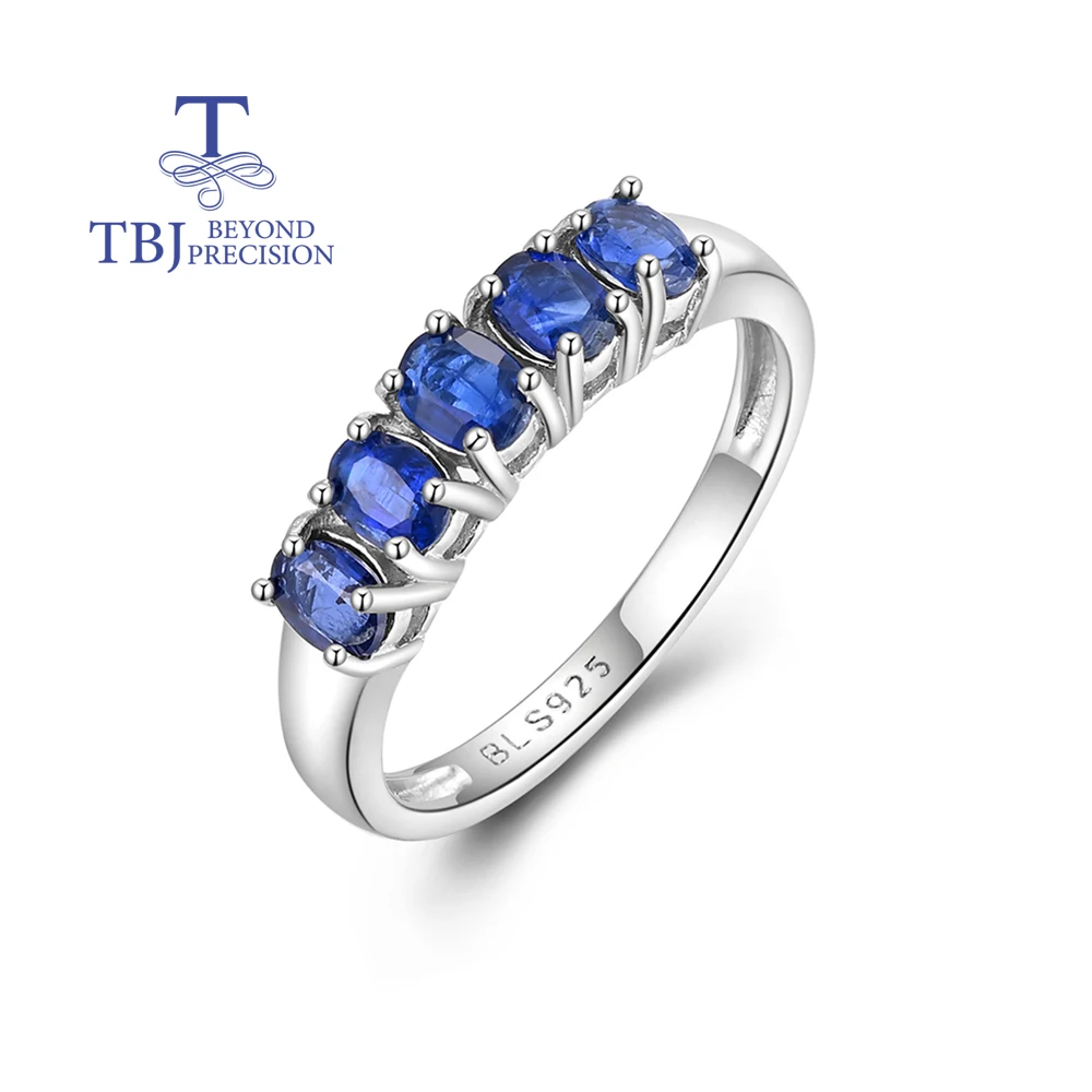 

Classic band silver women ring with 1.5ct natural blue kyanite gemstones fine jewelry for women nice gift