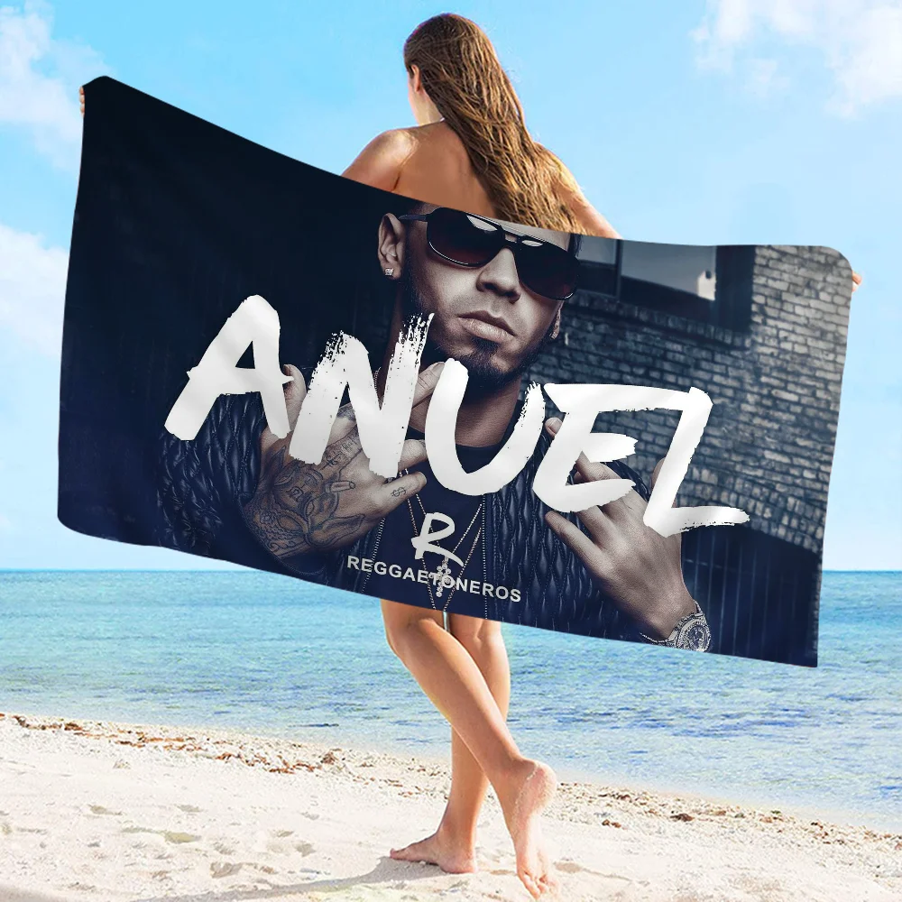 Rapper Anuel AA Bath Towel Microfiber Soft Water Absorbing Breathable For Girl Kids Decorative Cartoon Beach Towel 5