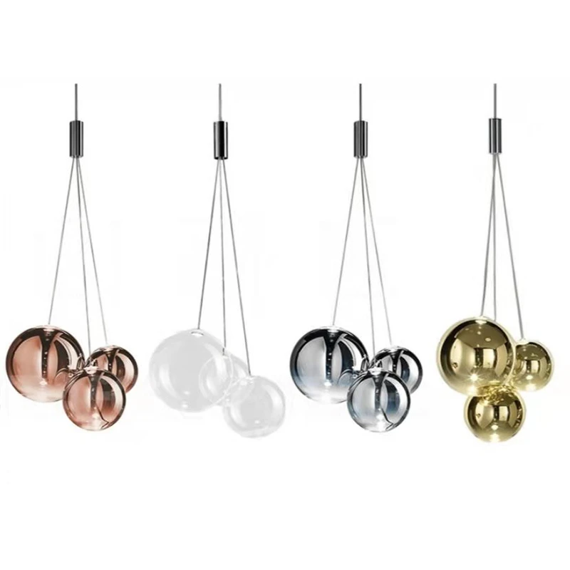 

Bubble Ball LED Pendant Light Clear Gray Rose Gold Glass For Dining Room Restaurant Kitchen Bedroom Lamp G4 Bulb Wire Adjustable
