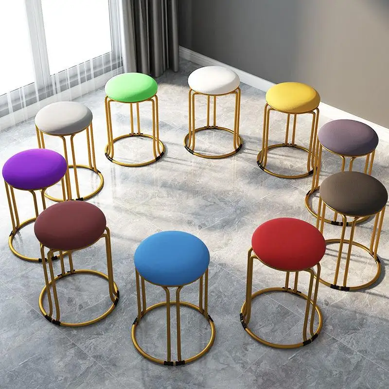 Household Furniture Dining Stool Nordic Suede Leather Living Room Chairs Thickened High Stools Can Be Stacked Dining Round Stool