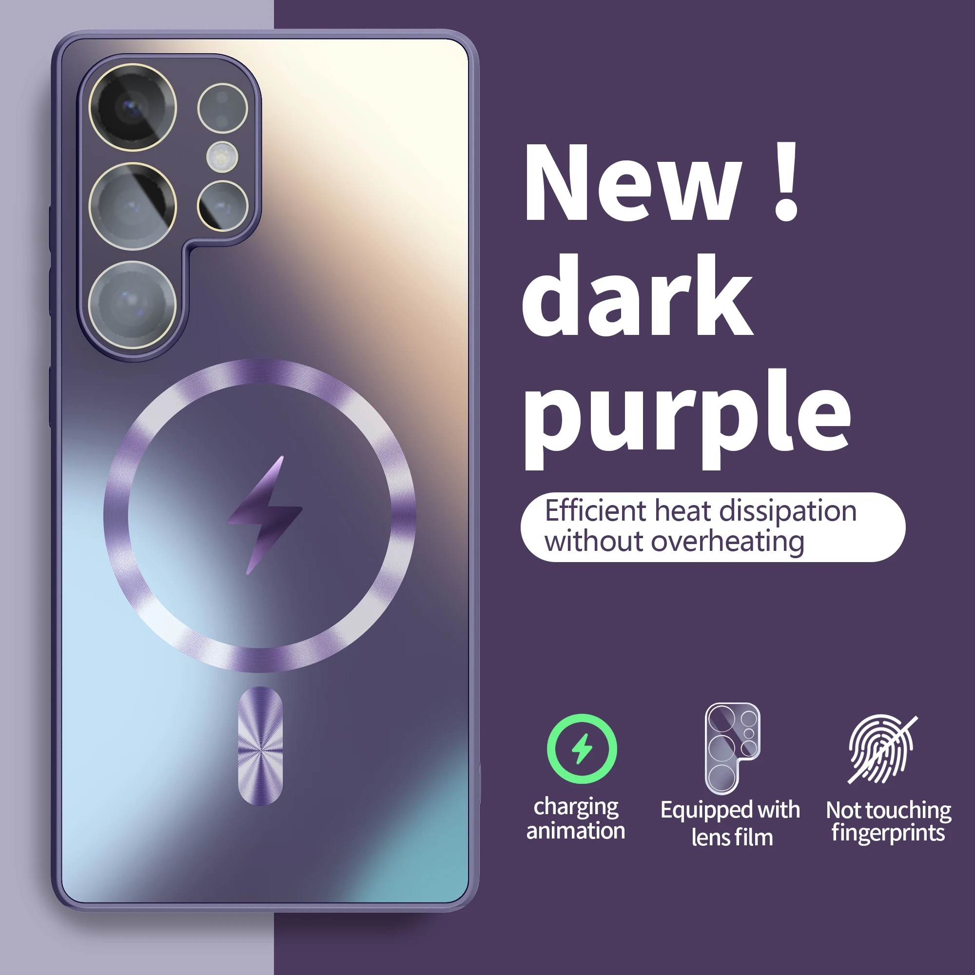 Matte Wireless Charging Case with Glass Lens Protection and Anti-Fall Cover
