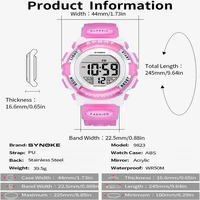 Synoke Kids Digital Watches Colorful Light PU Strap 50M Waterproof Led Sport's Children Wristwatch Boy Girl Alarm Clock 2