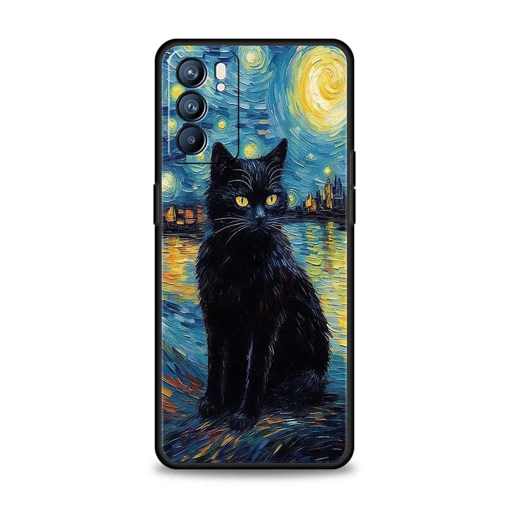 Cat Van Gogh Starry Sky Art Phone Case Cover