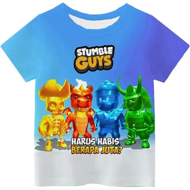 cotton t shirt Stumble Guys Game 3D Printed Kids T Shirt Children Clothing Harajuku Cartoon Tees Casual Fun Top Clothing Girls Boys Tshirt