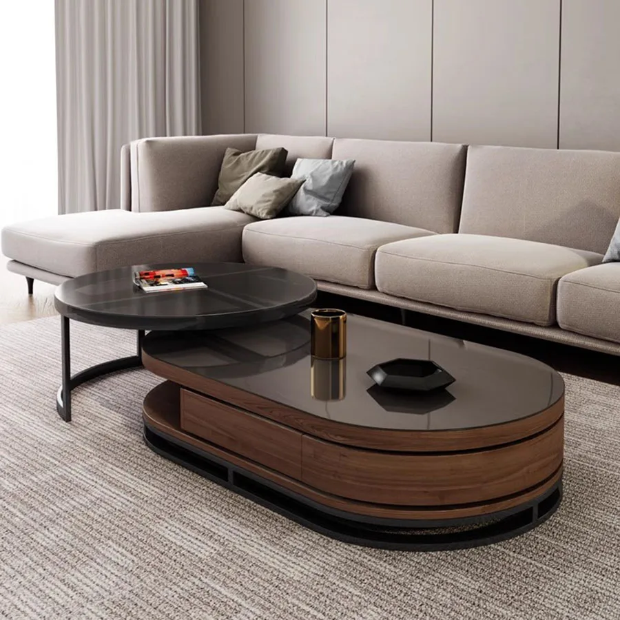 

Wood Modern Coffee Table Living Room Elipse Book Coffee Table Home Tablet Platform Ornament Korean Nordic Salontafel Room Decor