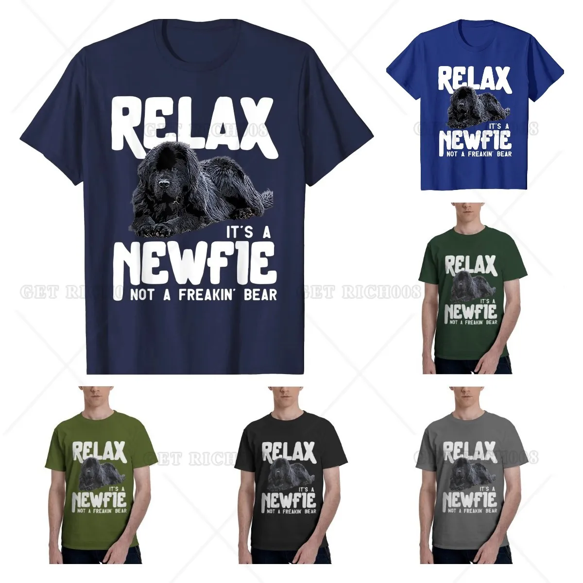 

Relax It's A Newfie Not A Freakin Bear Newfoundland Dog T-Shirt Pet Dog Lover Graphic T Shirts Harajuku Cotton Four Seasons