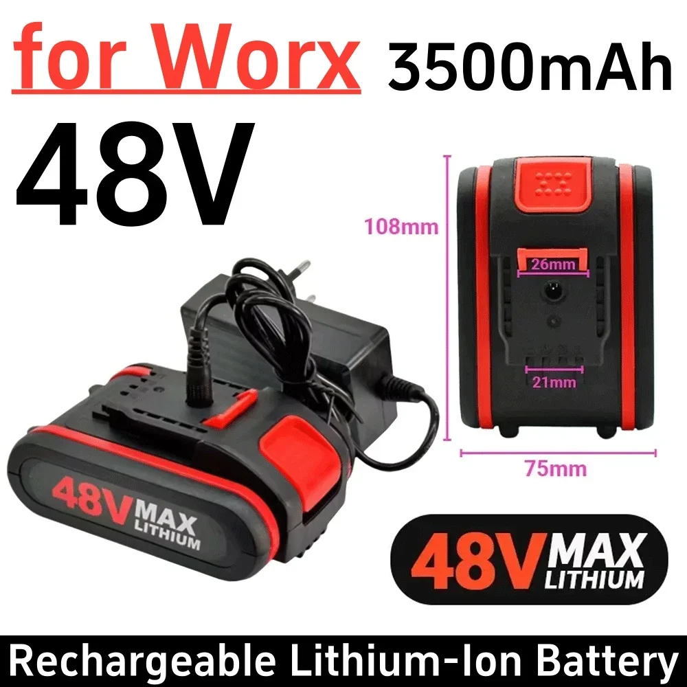 Rechargeable For Worx 3500mAh 48V Cordless Batteries Replacement Parts ...