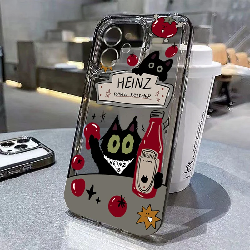Creative Black Cat Transparent Phone Case - Soft Silicone Cover