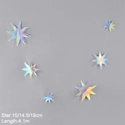 Iridescent Twinkle Star & Circle Dot Garlands (3D star garlands)