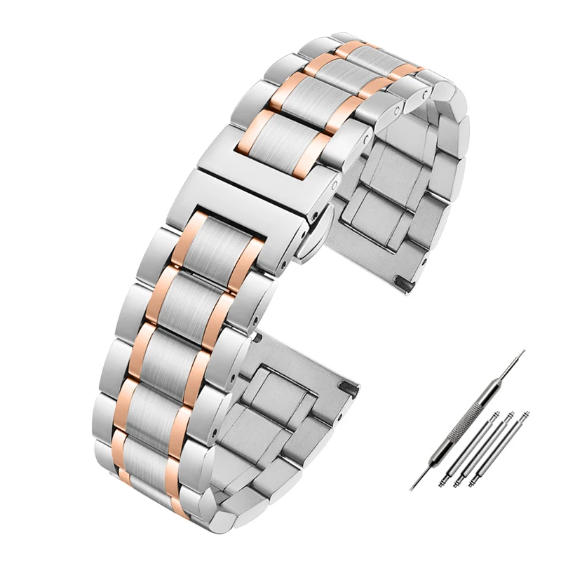 Elegant Curved End Stainless Steel Watchband Bracelet Strap