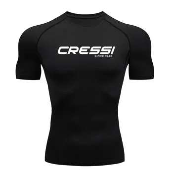 Men Surf Sunscreen Diving Suit Rash Protection T-Shirt Swimsuit Tight Short-Sleeved Swimming Floating UV Protection Diving Suit 1