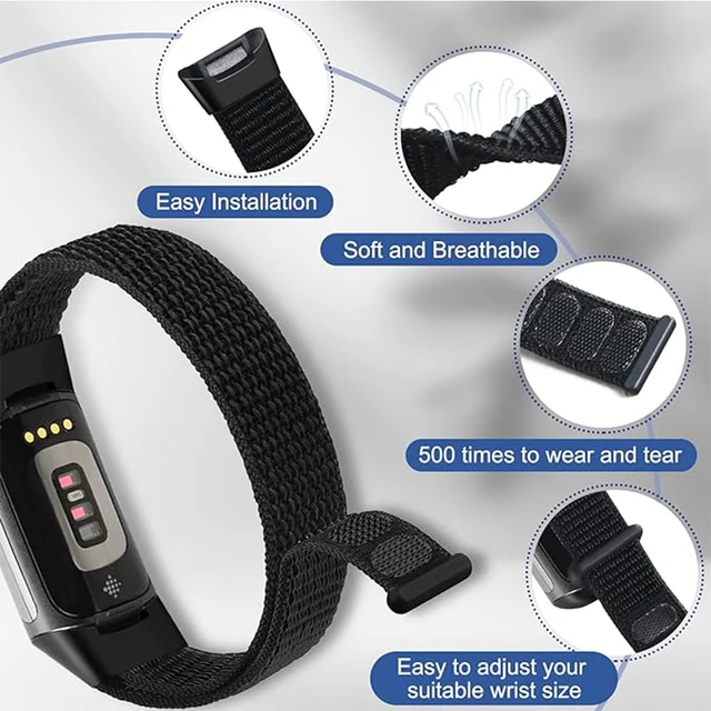 2 Cinturini Per Fitbit Charge 5/6 - Nylon Elastico Regolabile | Uomo E Donna, Sportivo E Comodo - Foto 7