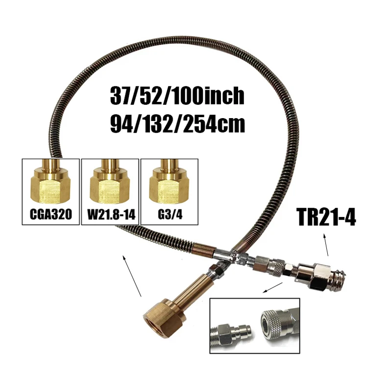 Soda Water Maker to External Co2 Tank Cylinder Adapter and Hose Kit W21.8-14 G3/4 CGA320 With Quick Disconnect Connector