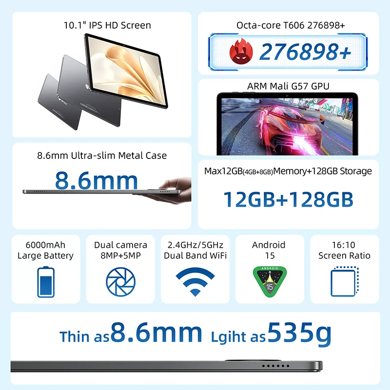 BMAX Android 15 Tablet I10 Plus 10.1