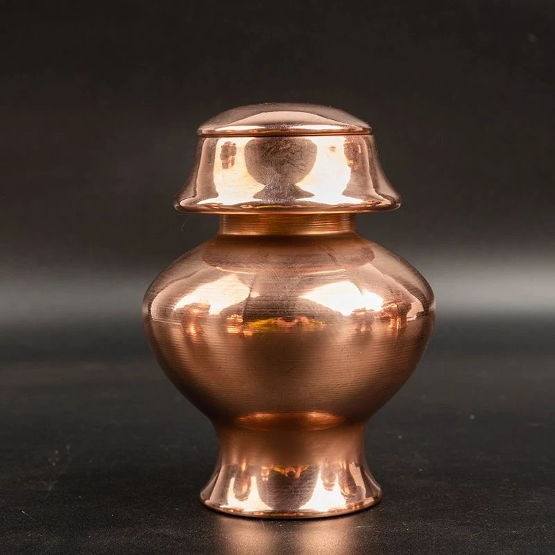 Tibetan Mini Mani Bottle Pure Copper Handicraft Buddhism Polishing Tantric Spices Storage Bottle Home Gift Desktop Decorative