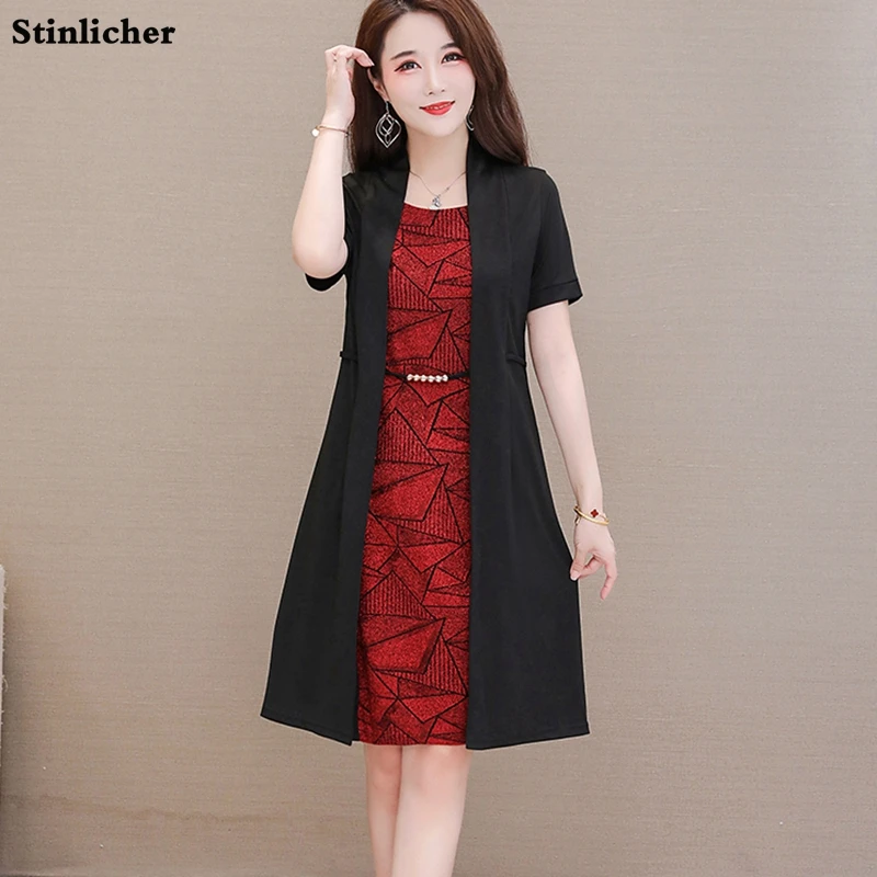 

M-5XL Women Summer Short Sleeve Beaded Loose Triangle Plaid Knee-Length Midi Dress Ladies Casual Party Female Robe Vestidos